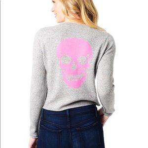 Skull Cashmere cropped sweater with pink skull